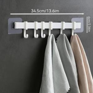 Stainless Steel Double Rod Towel Bar Wall Mounted Punch-free Towel Rack Space Saving Traceless Towel Storage Shelf for Bathroom