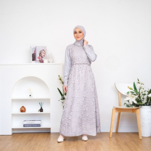 NADINE DRESS MUSLIM SALWA MAXY MATERIAL PREMIUM BROKAT TULLE TUTU SELENDANG BELAKANG DRESS BRIDESMAID PESTA LAMARAN REMAJA READY JUMBO
