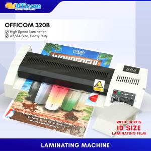 OFFICOM 320B Laminator Machine A3/A4 Size LED Display (HOT/COLD/REVERSE) with 100pcs ID Size Film