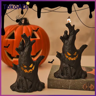Lampu LED Halloween Pohon Besar 15cm Dekorasi Ghost Hantu Hiasan Seram Witch Candle Lentera Lantern