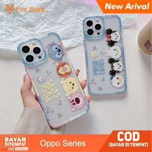 FOX Casing Oppo A5 2020 A5S A7 A9 2020 A11K A12 A16 A16S A36 A554 A76 A96 F9 Case Silicon Transparant Desain Disney Pooh And Micky