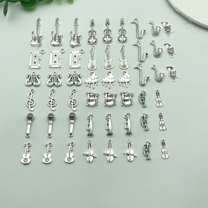 51 pcs Retro Violin Mặt dây chuyền nhạc cụ Mặt dây chuyền âm nhạc quyến rũ với lỗ cho vòng cổ vòng tay bông tai làm