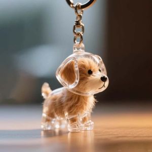 ECOCOKU Dog Shape Dog Hair Storage Box Hair Grooming Transparent Puppy Pendants Cartoon DIY Handmade Pet Hair Keychain Backpack