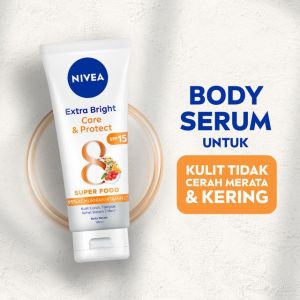 NIVEA Body Serum Extra Bright Care & Protect SPF15 180ml - Mencerahkan Kulit Kusam & Melembapkan - Ken Herbal