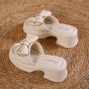 Free Shipping 2026 Summer New Thick-Soled Height-Increasing Slippers For Women Outdoor Wear Bow-Knot Versatile Sandals Lightweight Soft-Soled Flip-Flops