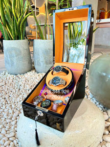 Hộp Xoay Lên Cót Đồng Hồ Tự Động - Hộp Xoay 2 Đồng Hồ Bằng Gỗ  Có Đèn Led automatic Bằng Gỗ Hộp Đựng Đồng Hồ Cơ Mở Nắp Tự Dừng 4 Chế Độ Xoay