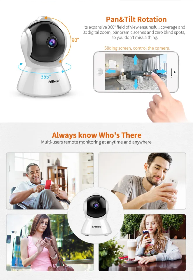 Srihome SH025 AI Body Auto-tracking IP Camera Baby Monitor Mini