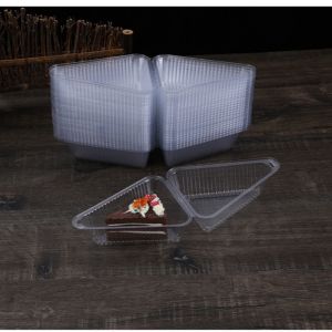 50 Pcs Clear Plastic Cake Triangular Box with Lids Disposable Mini Cake Boxes for Cheesecake Slice