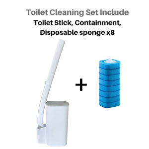 Disposable Toilet Bowl Cleaner Brush holder and wand Refill Cleaning Brush Set | One Time Use