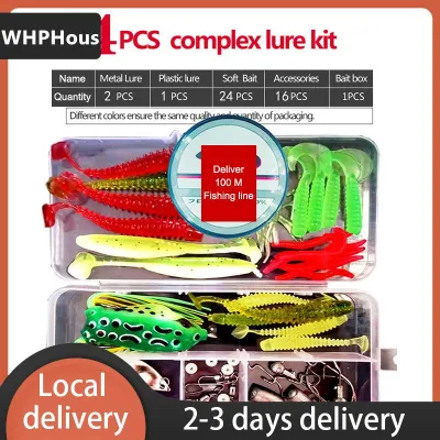 [COD] WHPHous Ship within 24 hours Fishing Lure Kit Soft And Hard Bait Set Gear Layer Jig Spoon For Bass Pike Crank Tackle Accessories With Box
