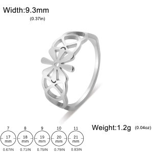 SKYRIM Womens Ring Eight petal Flower Design Titanium Stainless Steel Ring Womens Ring Jewelry