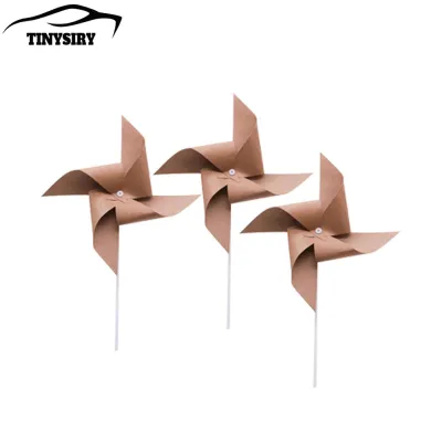 3 Pcs Windmills Mini Exquisite Kraft Paper Spinning Pinwheels for Indoor Mini Pinwheels Mini