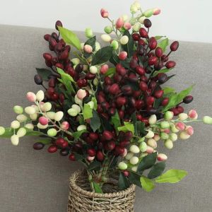 MIRELAE Realistic Design Olive Berry Branch Branch Style Mixed Leaves Christmas Green Plant Realistic Berry Accents Artificial Fruit Stem For Vase