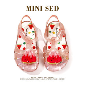 มินิเซรองเท้าเยลลี่เด็กฤดูร้อน Melissa เช่นเดียวกับรองเท้าแตะเจ้าหญิงคริสตัลรองเท้าผลไม้รองเท้าพื้นนุ่มสไตล์โรมัน