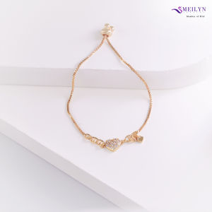 MEILYN Gelang Serut Italy Permata Baris Love Hitam Jurai Lapis Emas Gold Bracelet 0231250207