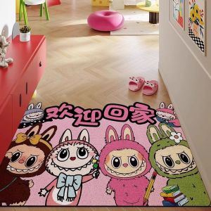 拉布布欢迎回家入户门丝圈地垫进门玄关脚垫大门口防滑脚垫可裁剪Welcome home Labubu. Door silk circle floor mat entrance foyer floor mat anti slip floor mat at the main entrance that can be cut