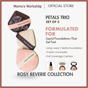 Momo’s Workshop Rosy Reverie Geego All-Weather Puff- Petals Trio (3 Piece Set) Air Marshmallow Puff Sponge Cushion
