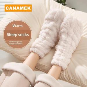【CANAMEK】 Winter Warmer Feet Stockings For Women Men Plush Home Sleep Floor Long Socking Warm Sleep Socks Foot Warming