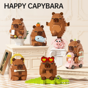YUDESHUI Động vật Khối xây dựng Capybara Mô hình tự làm Phim hoạt hình Gạch xây dựng Cương Vi Mô Capybara Nanobricks Đồ chơi trẻ em