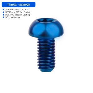 FWFHTP T25 Torx Titanium Bolt TC4 Titanium M5x10 Bicycle Braking Disc Screws Bicycle Screws Ultralight Weight Disk Brake Rotor Bolts Bicycle Braking System