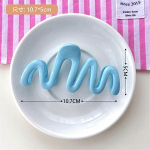 多巴胺抓夹 Korean ins colorful Dopamine wave large gripper hair claw niche shark clip 韩式ins彩色糖果奶油色波浪大号抓夹女 小众高级感后脑勺鲨鱼夹