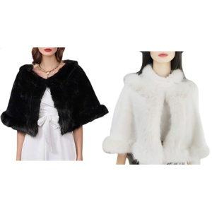 Warm Black Winter Shawl With Furry Trim Breathable Warm Wrap Easy To Carry For Travel Office Use