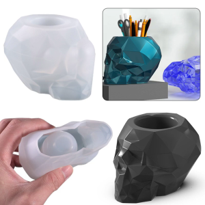 Skull Storage Jars Epoxy Resin Mold Pen Holder Flower Pot Planter Silicone Mould