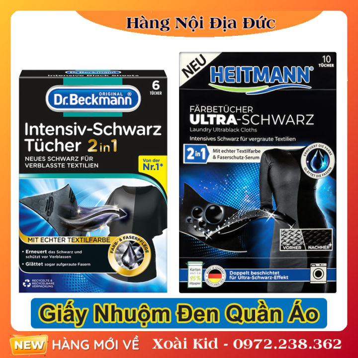 Giấy giặt đen, giấy nhuộm màu quần áo HEITMANN và Dr Beckmann của Đức ...