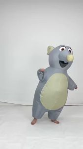Inflatable Grey Mouse Costume Funny Animal Fancy Dress Outfit Halloween Party Cosplay Jumpsuit for Men and Women
