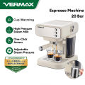 Vermax Coffee machine 950W Milk frother system 20Bar Coffee Maker Stainless Steel Italy Espresso Machine Christmas gifts. 