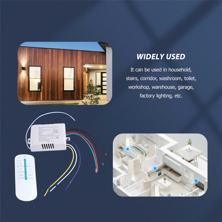 4 Way Light Lamp Digital Wireless Remote Control Switch ON/OFF 220V ...