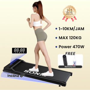 【Ready】Sonix Treadmill Incline T Model Sport Treadmill Sudut 8° Electric Low Watt Dapat Dilipat Running Pad Alat Olahraga Fitness Lipat Treadmill Portable Walking Pad