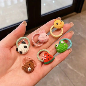 100PCS Mini Hair Clips Set Cute Elastic Rubber Band Cartoon Rope Hair Accessories for Baby Girls