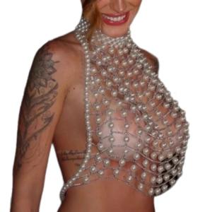 Pearls Layered Body Chains Bra Chest Chains Necklace Raves Party Costumes Body Accessories for Women Clubwear