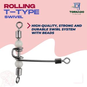 Tornado Fishing Rolling T-Type Swivel T-Shape Swivel Lumo Beads Pearl Beads