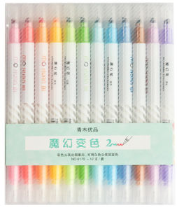 Twin Magic Highlighter pen 12 color / set 12色双头变色荧光笔套装