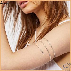 Follow Get More【Metonna】 Fashion Arm Bracelet for Women Girls Mental Open Upper Arm Bangle Bracelet Simple Adjustable Armlet Armband