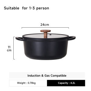 JEETEE Non Stick Casserole with Lid Original Cooking Pot Induction & Gas Compatible PFOA/PFAS Free 24CM/28CM