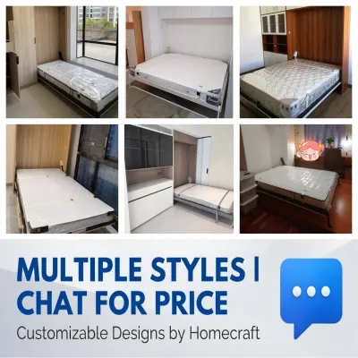 Murphy Bed with Integrated Sofa Wall Bed Cabinet System Space Saving Hidden Bed Customize Size Color BTO Condo HDB Multi-functional Bedroom Furniture