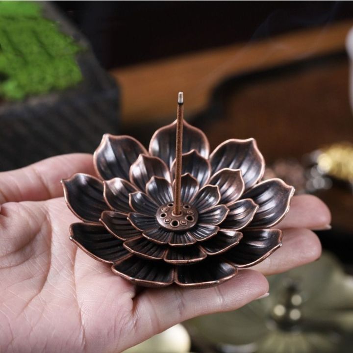 PATTYUIO 2/3 lớp Lư hương 6 lỗ Thiết kế hoa sen Giá đỡ nhang Thanh lịch ...
