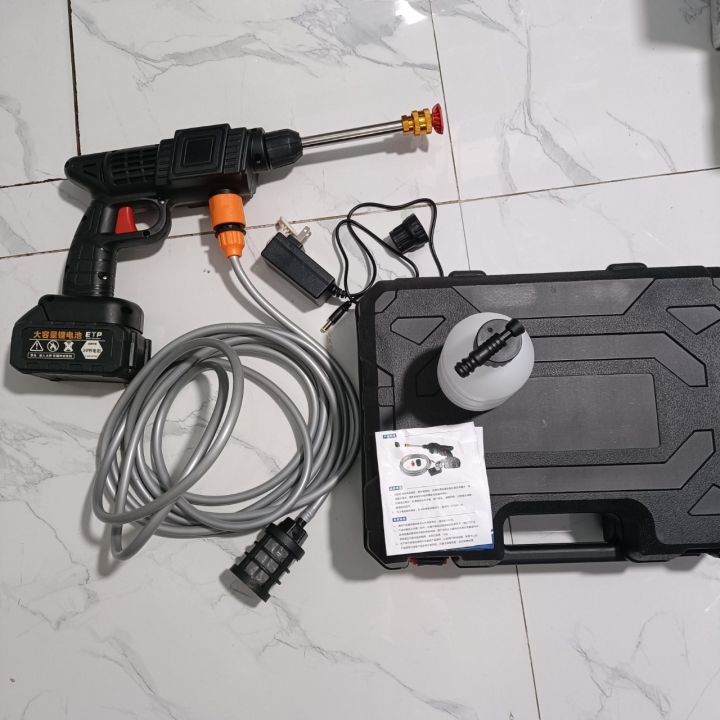 Máy Rửa Xe Bằng Pin Mini, Xịt Rửa Sân Vườn Với Áp Suất Cực Mạnh Thiết Kế Gọn Nhẹ Dễ Dàng Mang Theo