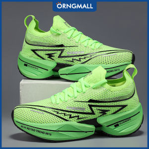 [Breathable Sneakers] ORNGMALL Mens Casual Sneakers  Geometric & Letter Print Running Shoes for Gym & Casual Attire Lightweight Fabric Upper Breathable Mesh Inner Low Top Sports Style Lace-Up Closure Dry-Keeping Design