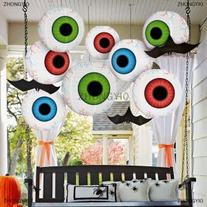 [COD] ZHONGYI0 Halloween Eyeball Lantern Decoration Theme Party Paper Lantern Room Decor Hanging Ornament Festive Holiday Home Party Supplies
