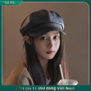 QK FA ✨ Vintage đinh tán Beret Harajuku Y2K Cô Gái Gothic Lolita Đen Da Mặt Tối Tiết lộ Flat Top Newsboy Mũ Mũ Chống Nắng Beret Cap