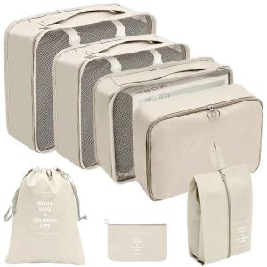 【NEW A 】7Pcs/Set Travel Organizer Storage Bags Suitcase Packing Cubes Cases Portable Wardrobe Luggage Traveling Essentials