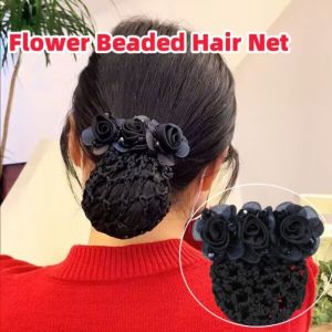 1pcs Flower Professional Beaded Hair Net Staff Fashion Hair Clips Headdress Hair Accessories Women