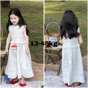 🎄Váy Noel/ Tết bé gái🎅🎄 Bộ /Set Váy Trắng Hàn Quốc Bé Gái Đầm Dáng Dài Công Chúa Thêu Cao Cấp Dự Tiệc Lễ Hội 13-45kg