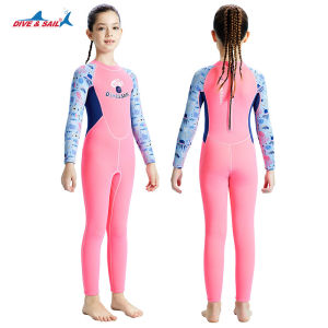 ชุดว่ายน้ำเด็กหญิง เก็บอุณหภูมิ 2.5MM GN-T ชมพู ทะเล ยาว