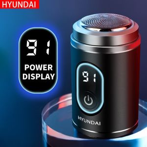 HYUNDAI Mini Shaver Portable Electric Shaver for Men USB Rechargeable Razor LCD Screen Shows Waterproof Wet-dry Rotary