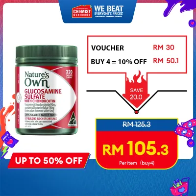 Natures Own Glucosamine Sulfate with Chondroitin 320 tablets Relieve Mild Joint Pain Help Maintain Joint Mobility and Flexibility Chemist Warehouse